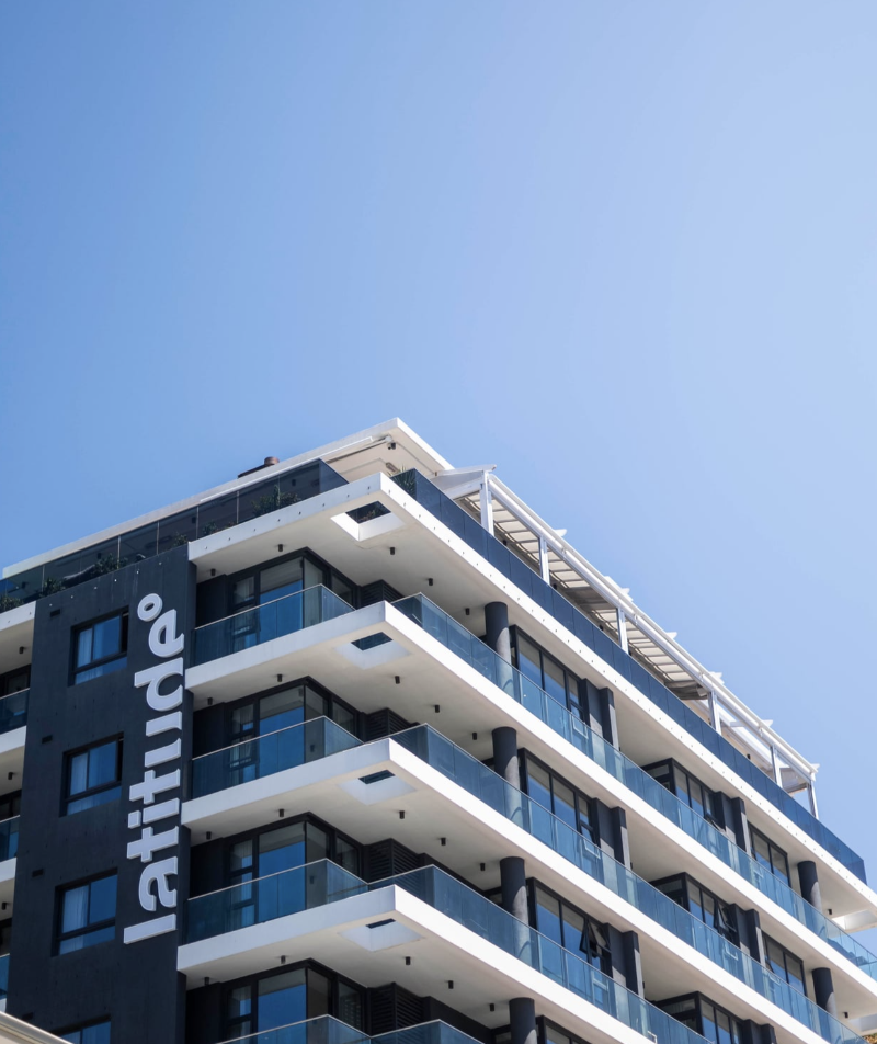 Latitude Aparthotel building signage in Sea Point