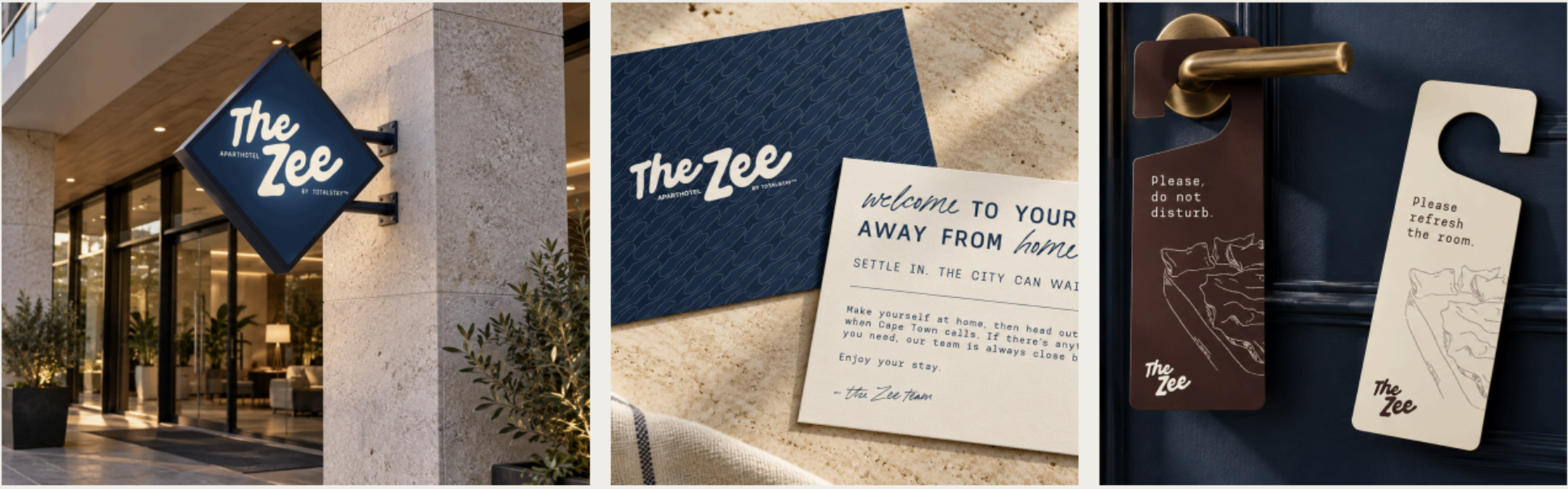 The Zee signage, welcome card and door hangers